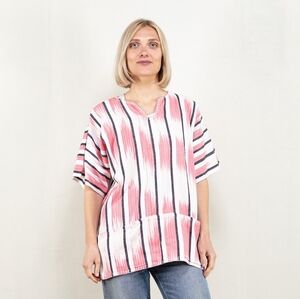 Vintage thick cotton shirt, boho, striped, xl
